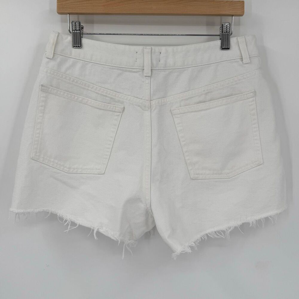 ME+EM A-Line Frayed Denim Shorts High Rise 100% Cotton Women Size 30 White - Picture 3 of 9